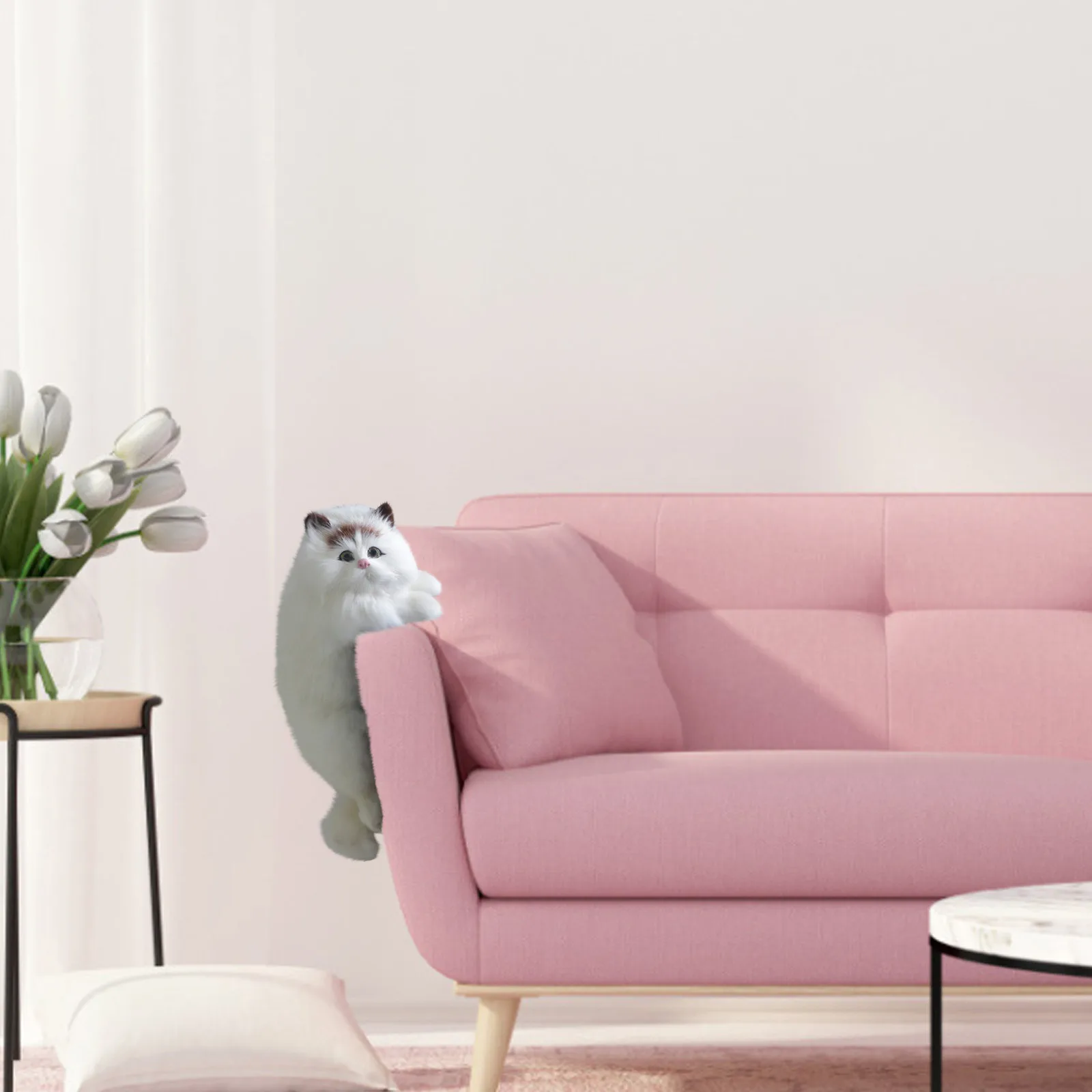 Realistic Fur Cat Simulation Plush stuffed Doll Cute Animal Model sofa Decoration kawaii room Decor soft plush toy for kids | Игрушки и