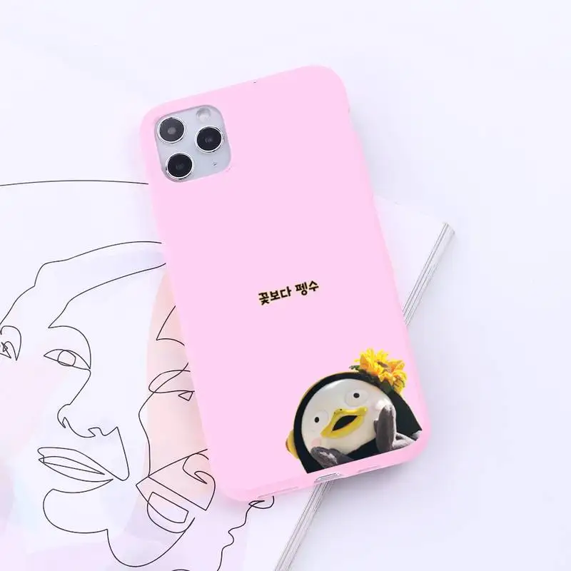 

Penguin Pengsoo cartoon Anime Phone Case Candy Color for iPhone 6 7 8 11 12 s mini pro X XS XR MAX Plus