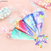 12pcs colorful mermaid party favor bags baby shower gift bag birthday wedding decoration diy packaging candy box party supplies