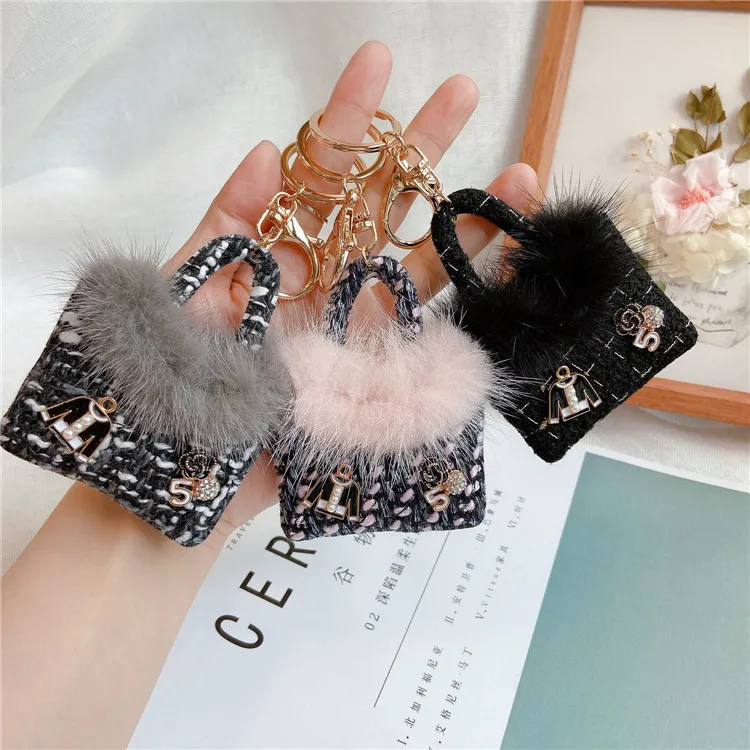

Creative Fashion Mink Plush Bag Key Chain Pendant Diy Personality Ornament External Single Quality Key Chain Circle