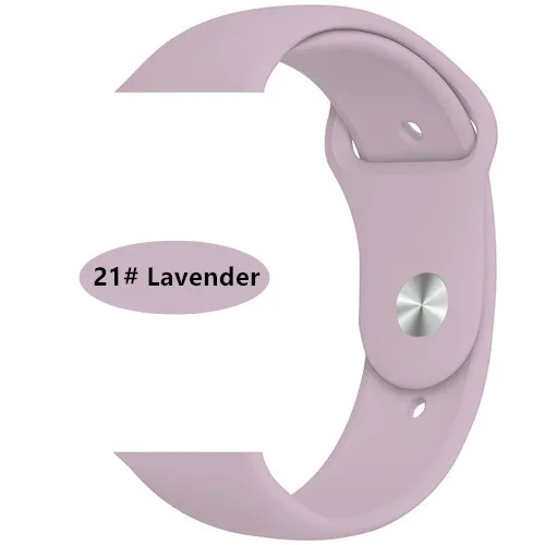 lavender 21 Новые спортивные силиконовые часы для apple watch band 4 44 мм 40 мм(iwatch 5) apple watch 3 2 1 42 мм 38 мм аксессуары для наручных браслетов - Цвет ремешка: lavender 21