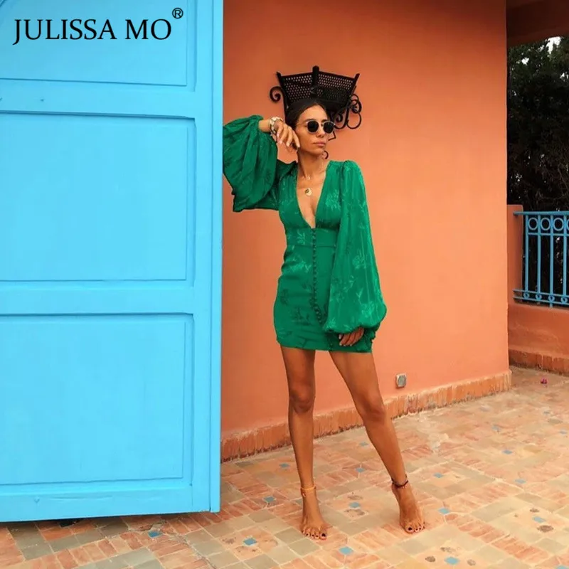 Женское однобортное платье трапеция JULISSA MO зеленое винтажное вечернее с v