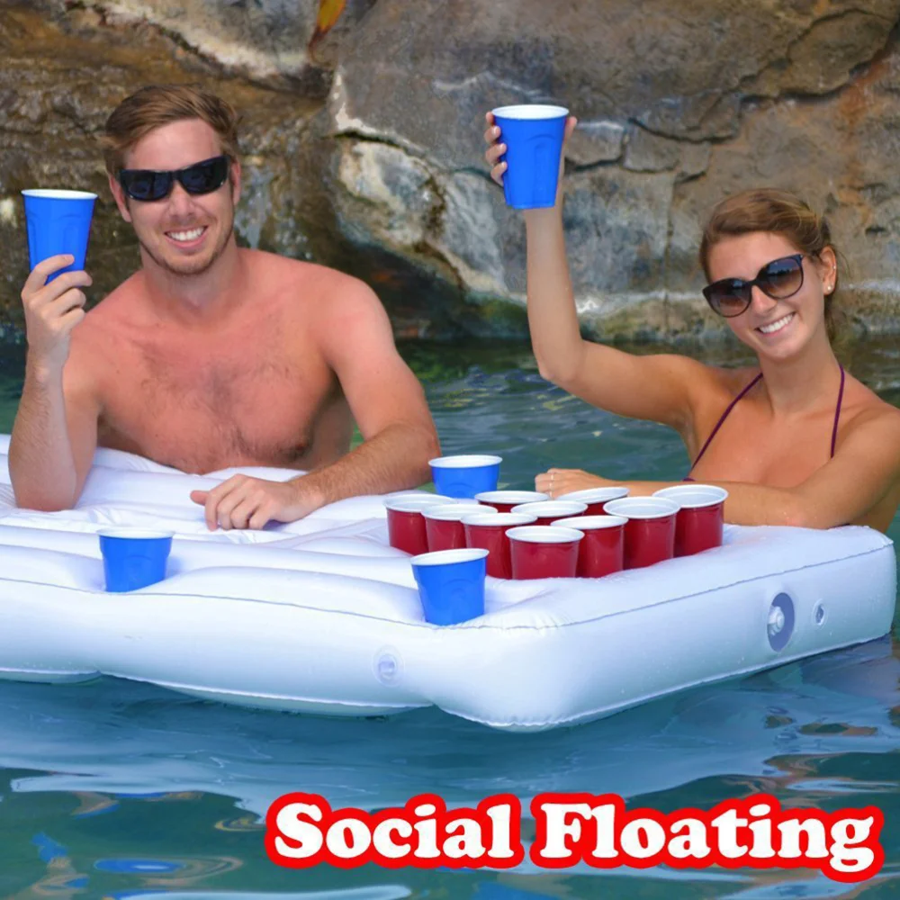 

1PC Inflatable Beer Table Portable 28 Cup Hole Float Row Water Beverage Ice Bucket Floating Bed Water Inflatable Table for Water