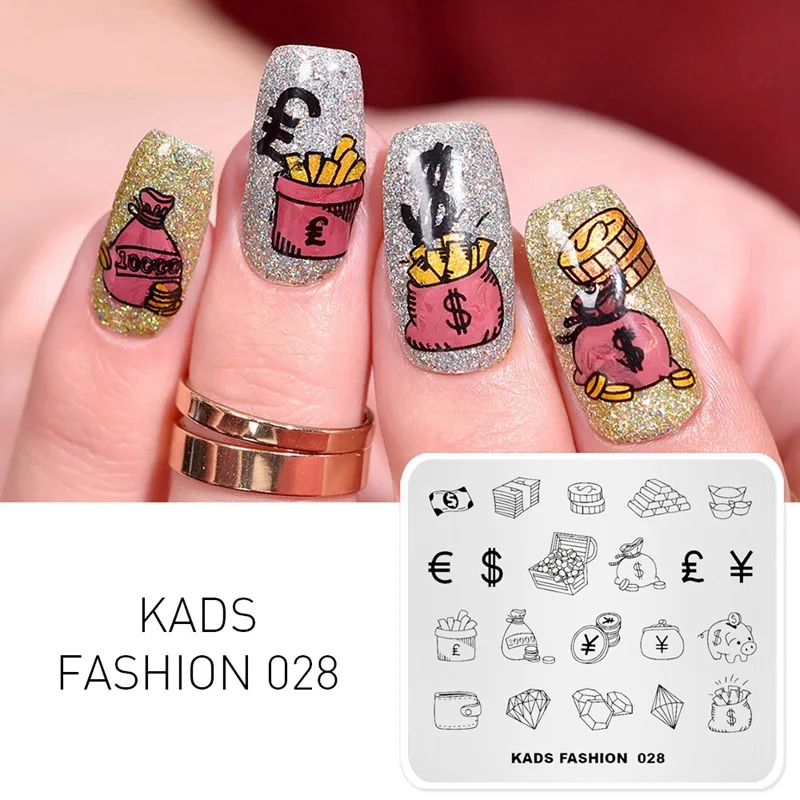Fashion 028 KADS шаблон для дизайна ногтей 63 дизайна модная серия Различные стили больше вариантов шаблон для штамповки ногтей пластины для дизайна ногтей трафареты - Цвет: Fashion 028