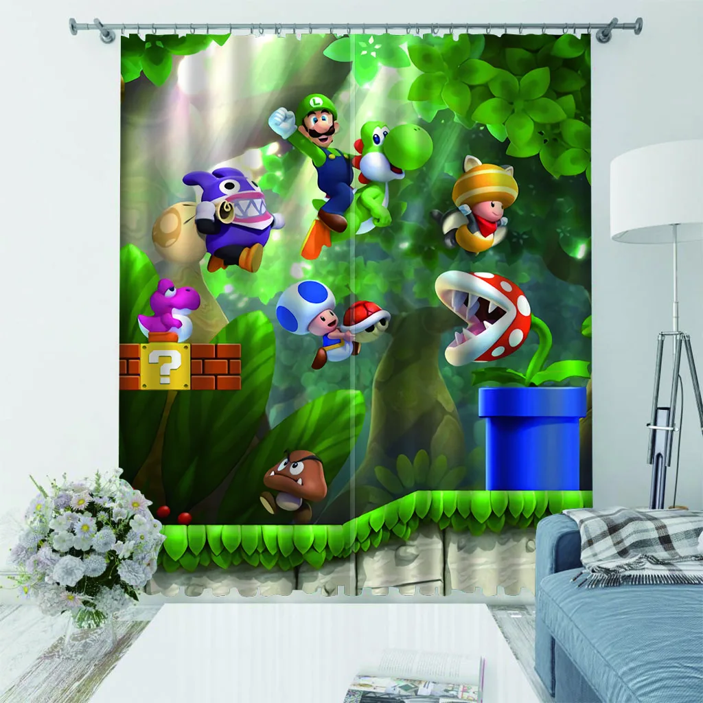 Супер Мари Bro 2 панелей/комплект Шторы блокировать ткань драп затемнение