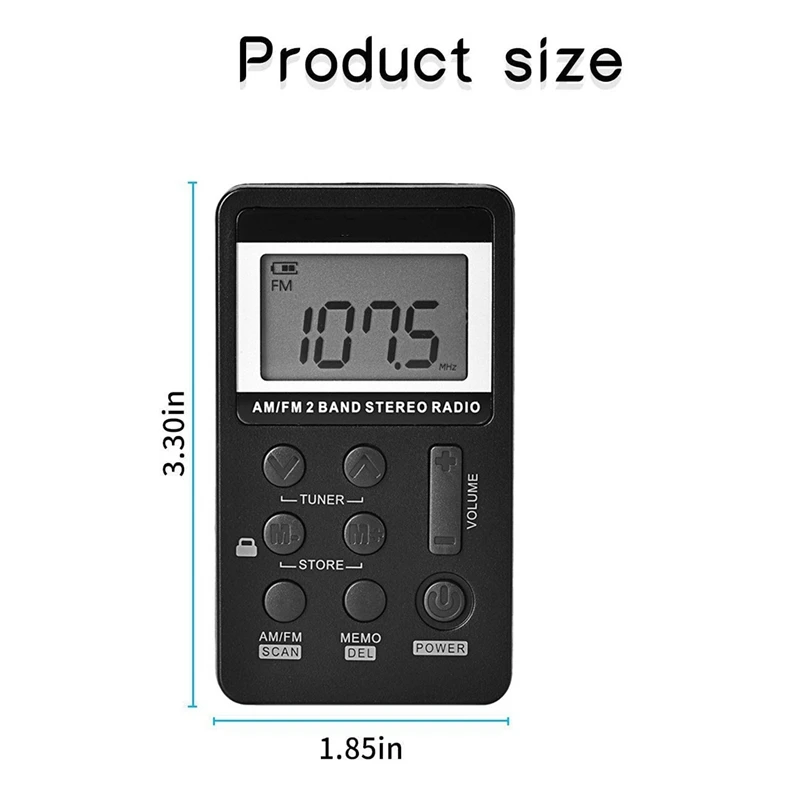 JABS Personal Digital AM FM Radio Compact Transistor Built in Antenna with Earphone for Walk Jogging | Электроника