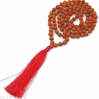 8mm rudraksha tassels knot necklace 108 beads monk wrist bless buddhism wristband meditation chain pray chakra natural