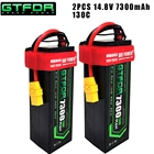 DXF 2 шт., литий-полимерный аккумулятор, 14,8 в, 5200 мАч, 5300 мАч, 6500 мАч, 7300 мАч, 50C, 100C, 80C, 160C, 130C, 260C, Твердый Чехол для 18 багги, радиоуправляемого автомобиля, грузовика