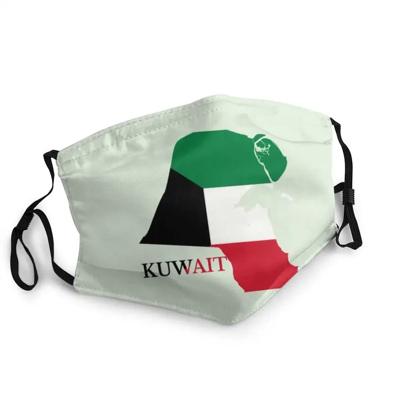 

Kuwait Flag Map Mask Dustproof Washable Face Mask Protection Cover Unisex Adult Respirator Mouth Muffle