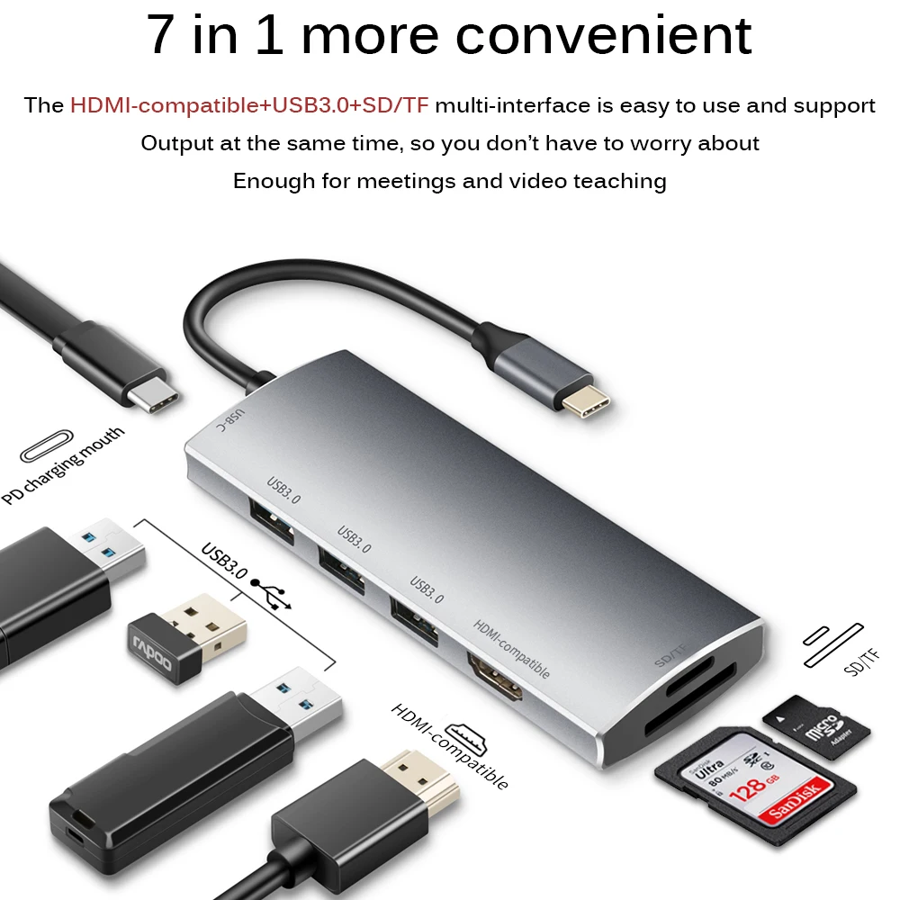 TISHRIC USB3.1 usb концентратора типа C кабель Переходник USB на Мульти 3 0 концентратор 4K