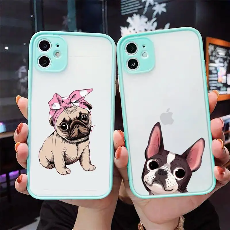 

Dog French Bulldog Phone Case Matte Transparent for iPhone 7 8 11 12 s mini pro X XS XR MAX Plus cover funda