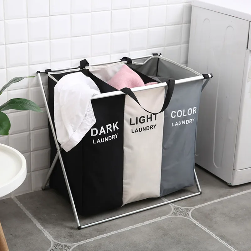 

1/2/3 Girds Laundry Basket Oxford Cloth Foldable Dirty Clothes Storage Organizer Laundry Hamper Home Sundries Folding Basket