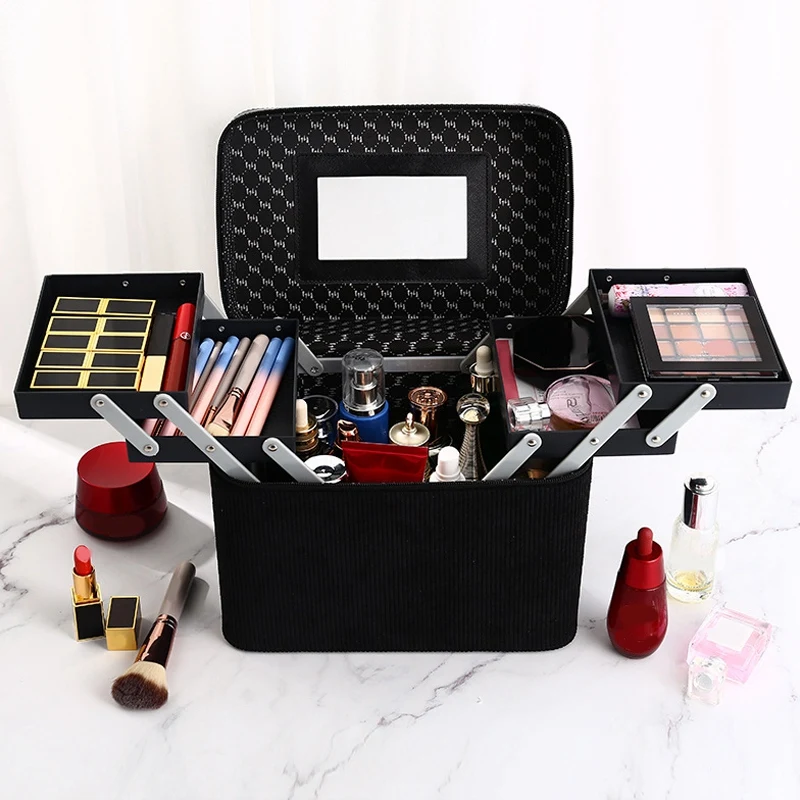 

Cosmetic Case, Suitcase, Travel Storage Box, Large Capacity Wash Bag, Double-Open Cosmetic Case
