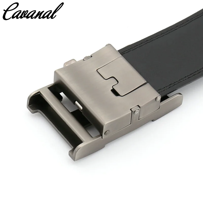 Мужской ремень из натуральной кожи Cavanal черный с металлической автоматической