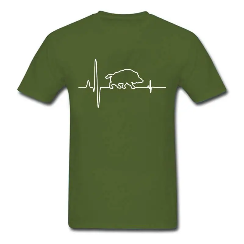 

Free Shipping 100% Cotton Tees Wild Boar Heartbeat Huntings Design T-shirts For Men size