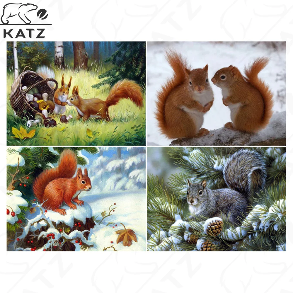 

Rhinestone Painting Squirrel Winter Cartoon Crystal Decoration Diy Diamond Painting 3D Cross Stitch Pattern Diamond Embroidery