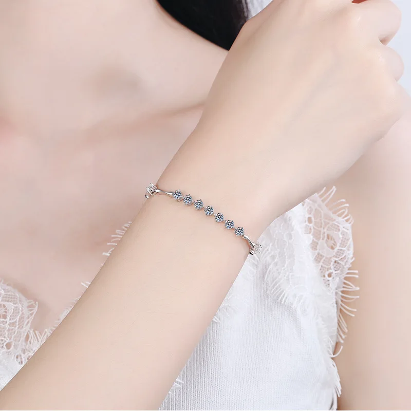 

100% Moissanite Pass Diamond Test Authentic Women Chain Skirt Sterling Silver Chain Bracelet