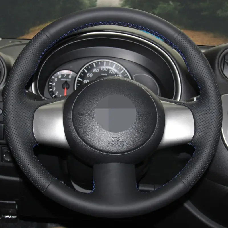 Сшитые вручную черные мягкие чехлы рулевого колеса автомобиля из искусственной