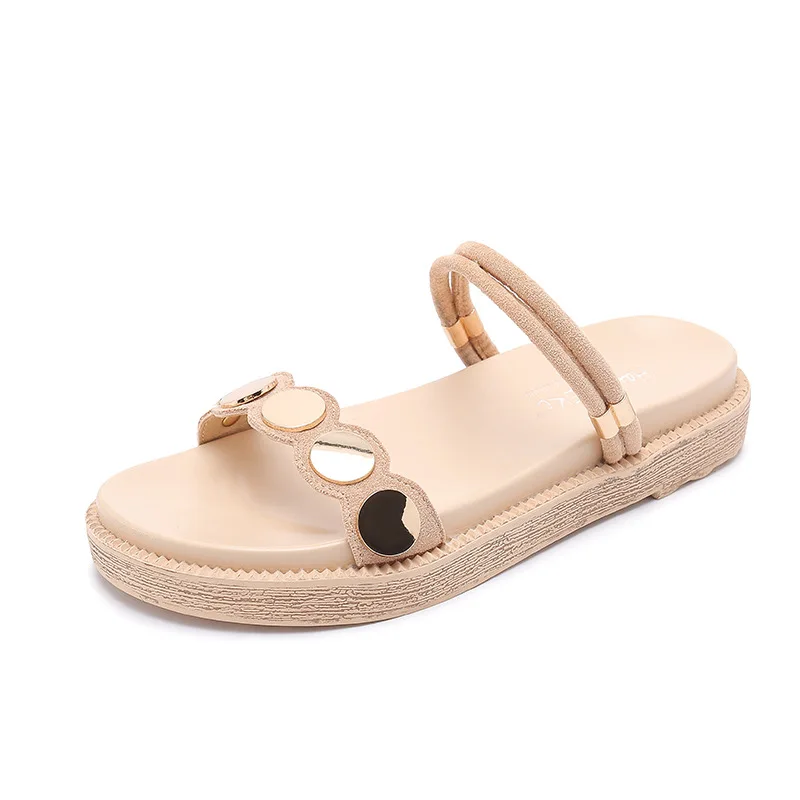 2020 summer new two wearing women sandals female fashion Metal decoration girl slippers casual sandalias | Обувь