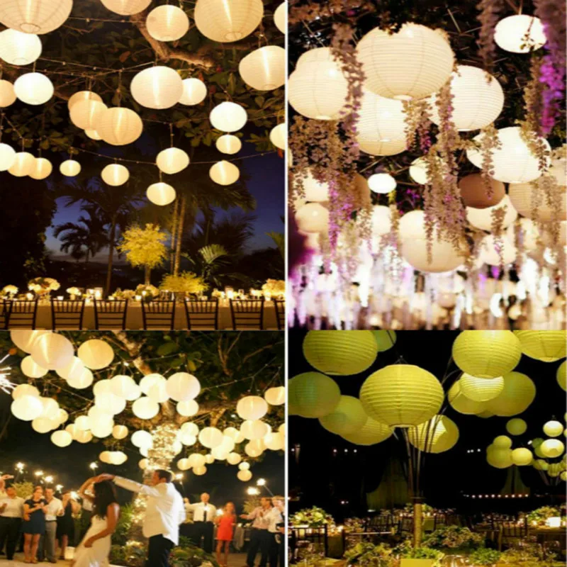 Белые Китайские бумажные фонарики 4/6/8/10/12/14/16 дюймов подвесные lampion свадебные