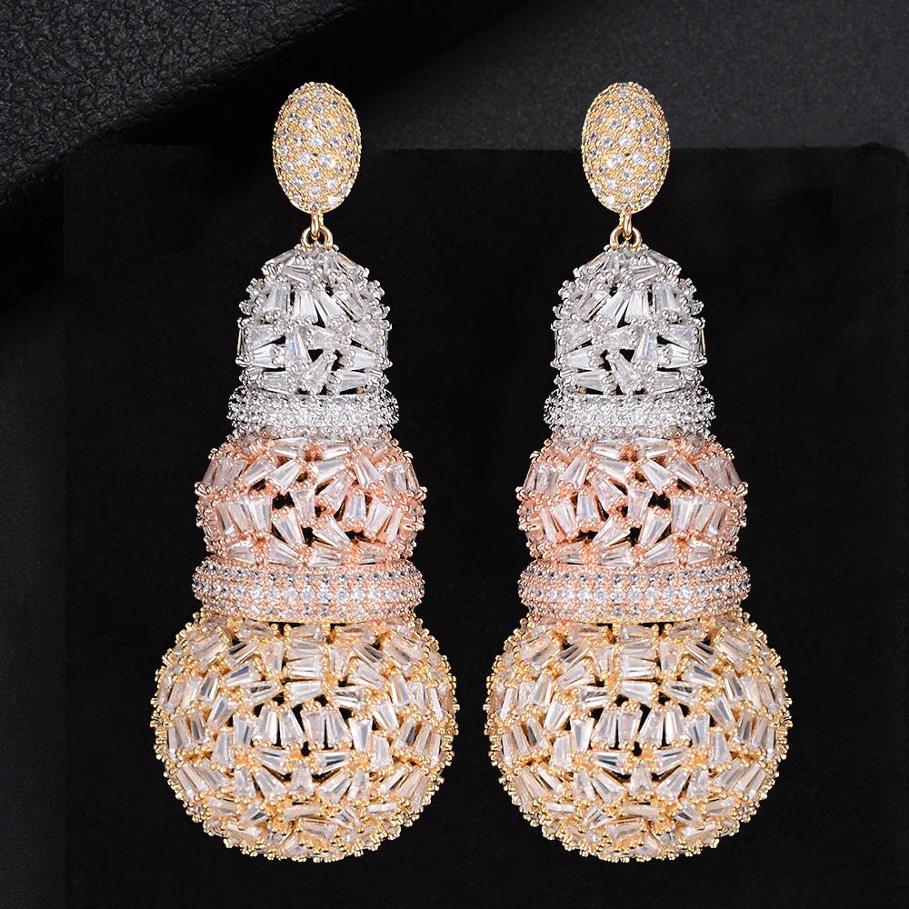 

KellyBola 65 мм Роскошные серьги-подвески неправильной формы с полным закреплением фианитами для помолвки вечерние Висячие серьги ювелирные изд...