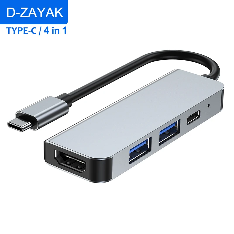 

4K USB C концентратор Type C 4 порта мультиразветвитель адаптер OTG для Macbook Pro 13 15 Air Pro ПК Компьютерные аксессуары 4 в 1