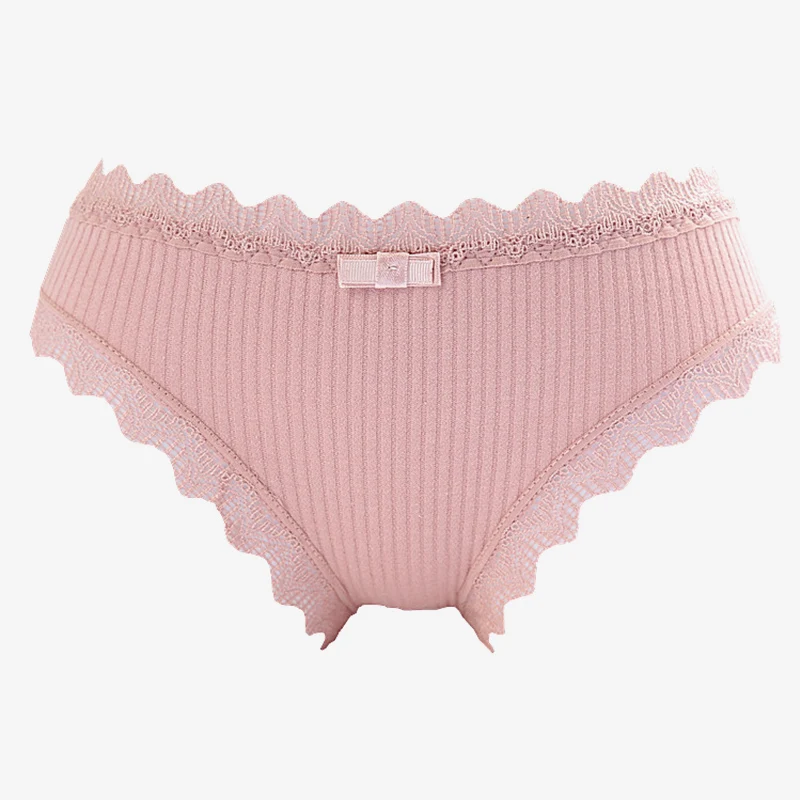 

Women Sexy Lace Bow Tie Breathable Panties 2020 Female Comfort Striped Briefs Ultra Underwear Ladies Hollow Out Sleepwear