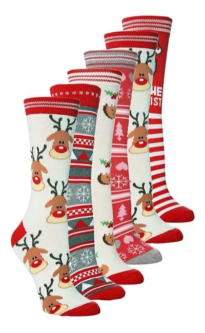 

2020 best selling Christmas socks New Elk Men's and women's stockings personalized cotton stockings 5 pairs/piece