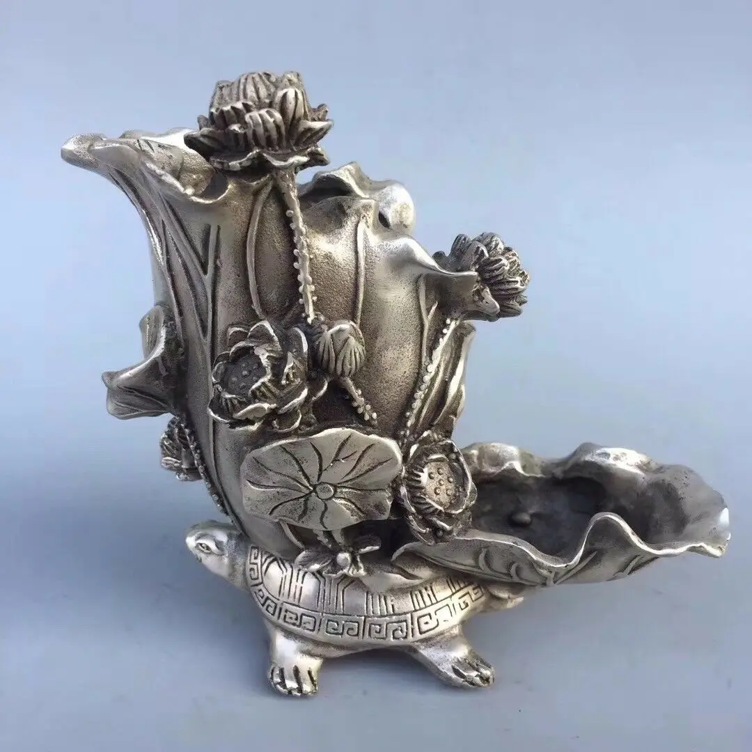 Китайский античный держатель ручек из белой меди ручной работы с двойным