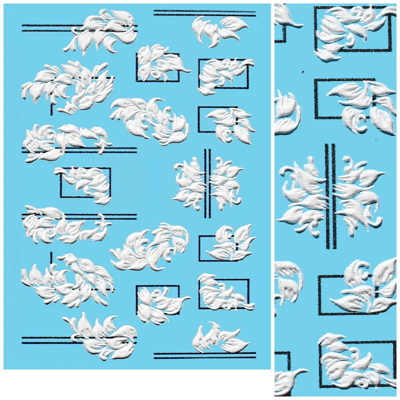 3D акриловая гравированная наклейка с цветком для ногтей тисненые кружевные