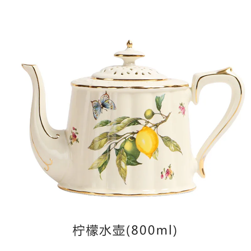 

Elegant Bone China Lemon Teapot Coffee Cup Saucer Set Nordic Coffee Tea Milk Water Mug White Gold Teacup Kitchen Drinkware