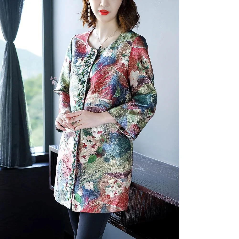 НОВЫЙ Тренч размера плюс осенне-зимнее женское пальто с этническим принтом и