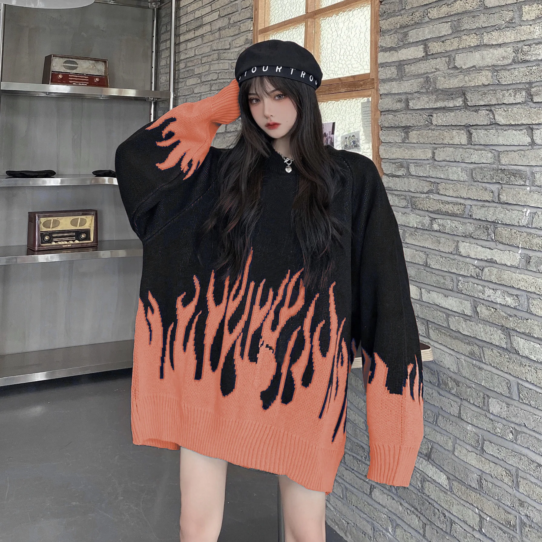 Women Harajuku Streetwear Oversize Sweaters Loose Boyfriend Pullovers Punk Tops Gothic Dropshipping 2021 | Женская одежда