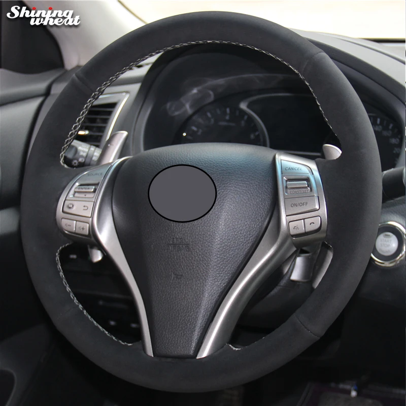 

Черная замша чехол рулевого колеса автомобиля для Nissan Teana Altima 2013-16 X-Trail QASHQAI Rogue Sentra Tiida