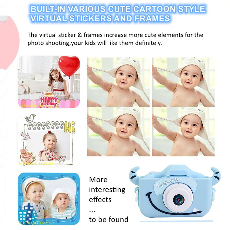 Детская мини-камера Full HD портативная цифровая камера экран 2 дюйма обучающая игра