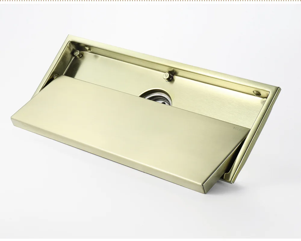 Роскошный Матовый Золотой слив 300*110 мм в полу из нержавеющей стали прямоугольный