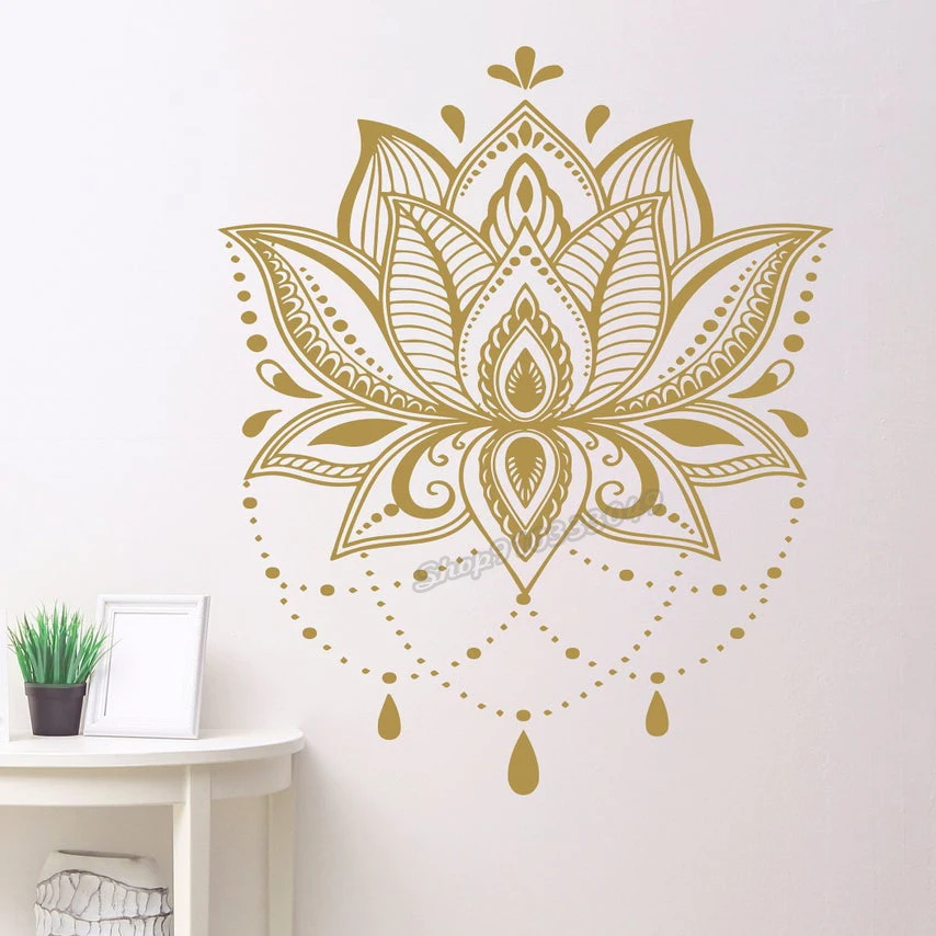 Лотоса наклейка на стены Мандала Цветок лотоса наклейки Уникальный Наклейка