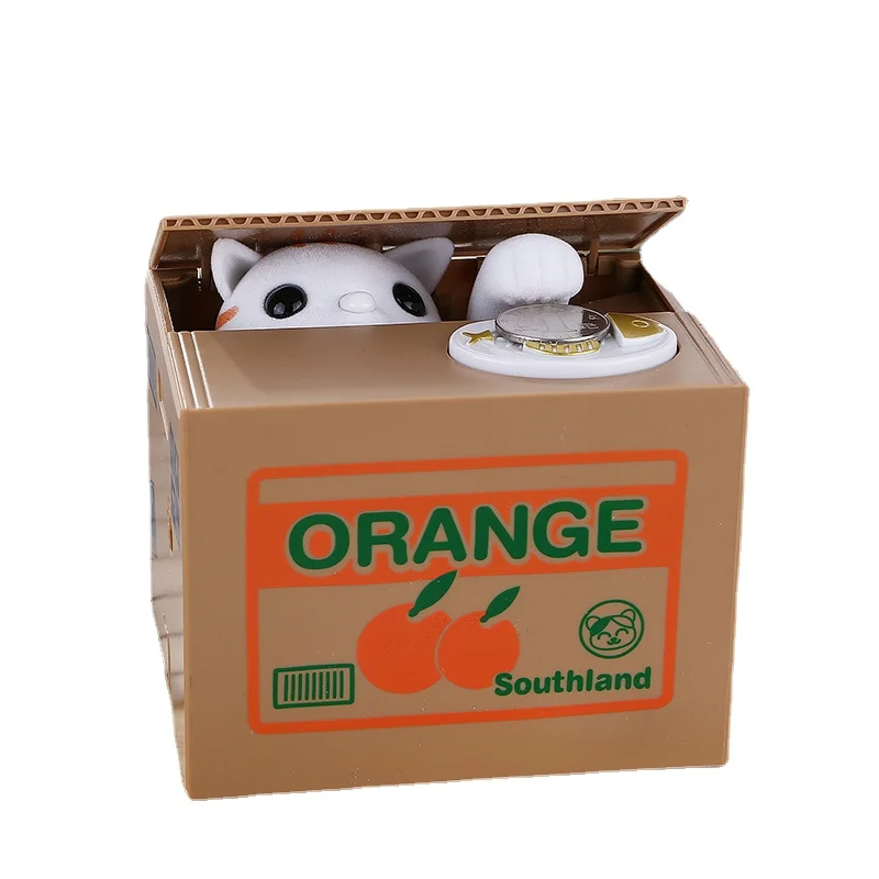 

Korean Cartoon Piggy Bank Steal Money Cat Only-in-No-out Savings Box For Coins Children Boys And Girls Music Hucha Home Decor