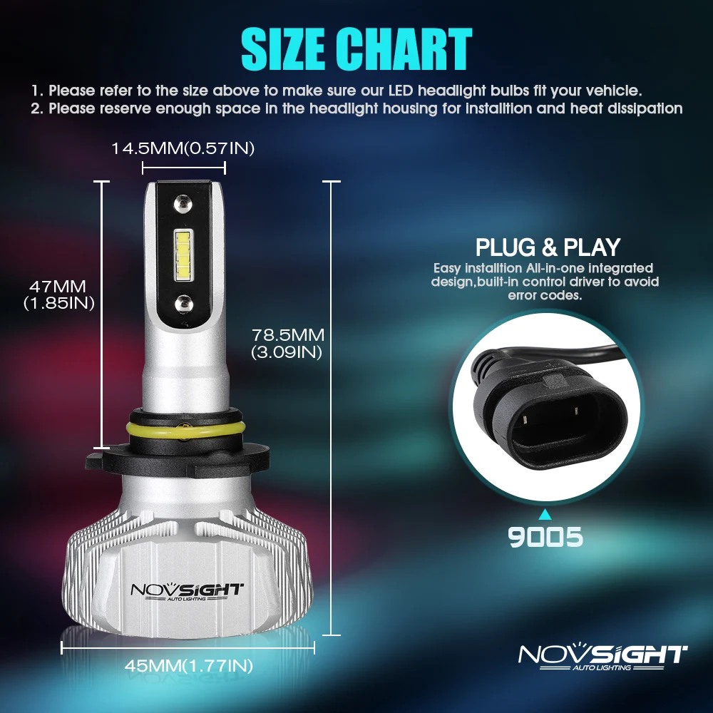 NOVSIGHT 50 Вт 10000LM Автомобильный светодиодный головной светильник H4 Hi/короче спереди и длиннее сзади) H7 H1 H3 H11 H13 9005 9006 9007 Nighteye 6500 к светильник лампы авто фары комплект