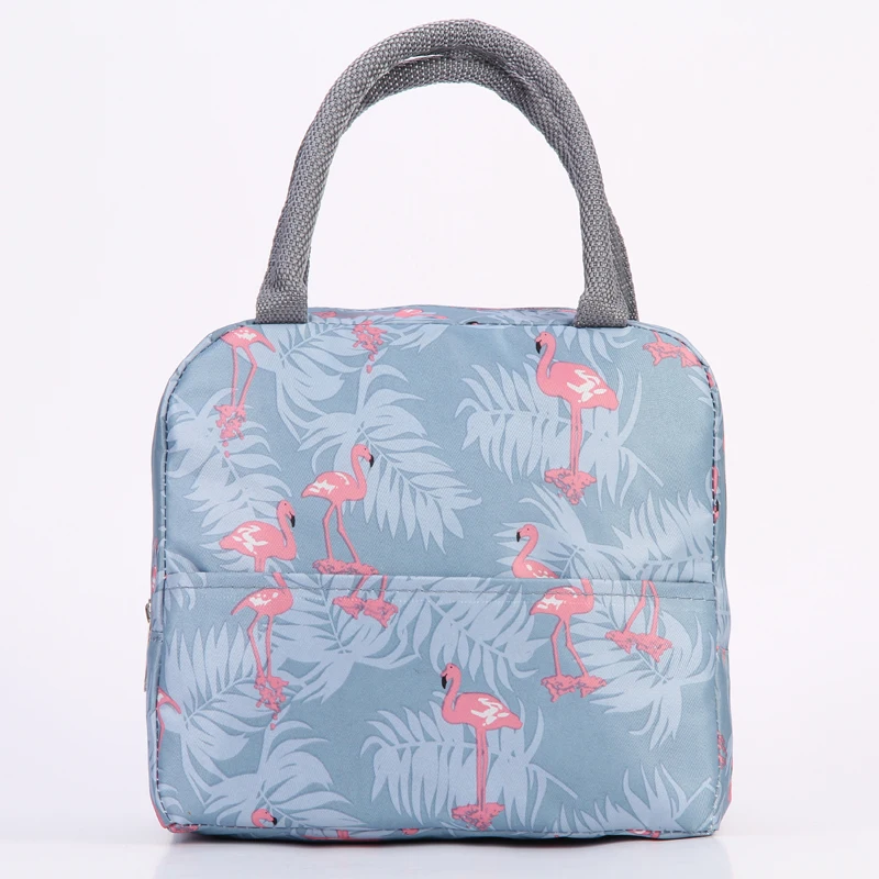 Gray Flamingo Термосумка для ланча с фламинго для женщин, изолированная, Оксфорд, алюминиевая фольга, переносная сумка для ланча, для путешествий, пикника, Ланч-бокс с карманом 213 - Цвет: Gray Flamingo
