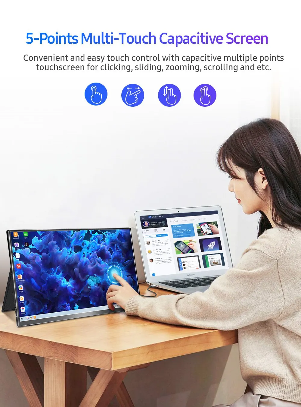 Портативный монитор Touchscren 15 6 дюймов 1080P мобильный дисплей игровой sRGB 100% цветовая