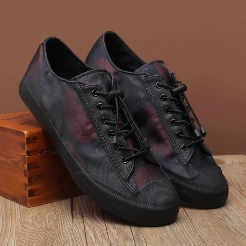 

Fashion New Canvas Shoes Men Print Black Vulcanized lace up Canvas Shoes Mens Designer Sneakers A31-42