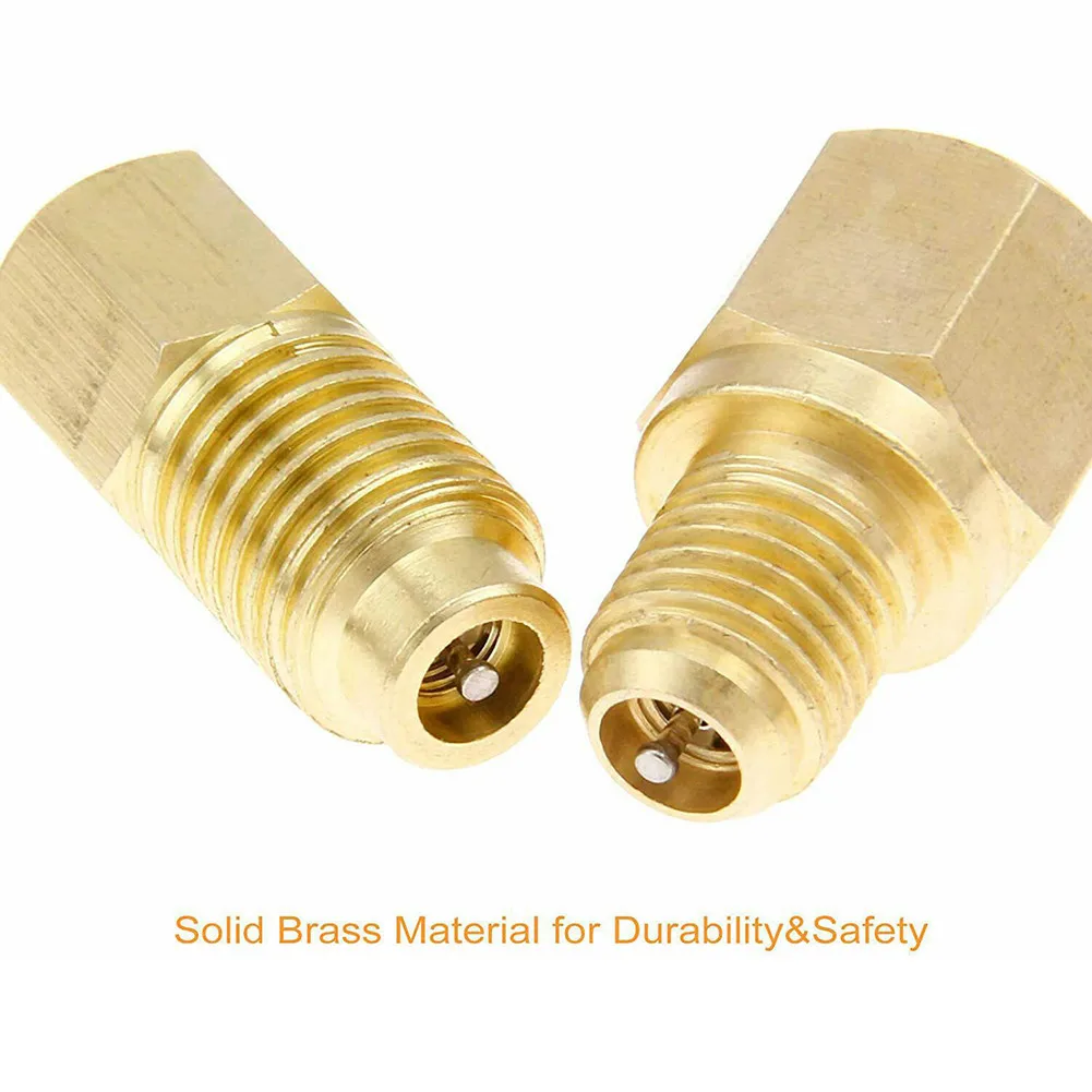 

2pcs Adapter Brass Refrigerant Tank Connects R12 R22 Hose Set To R134A