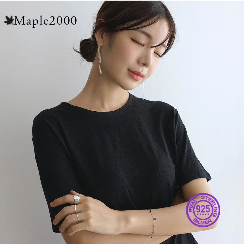 bracelet Simple personality black zircon silver 925 sterling Korean version of the thin chain ladies | Украшения и аксессуары