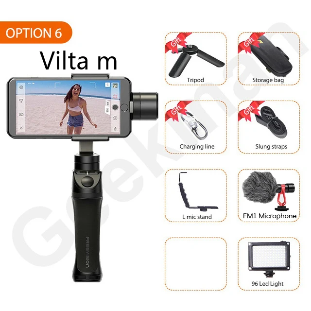 w led L MM1 Mic Обратитесь в службу поддержки по купонам Freevision Vilta M Pro Vilta-m 3-осевой Карманный шарнирный стабилизатор для смартфона стабилизатор для iPhone samsung GoPro Экшн камеры vs гладкой 4 Осмо 2 - Цвет: w led L MM1 Mic