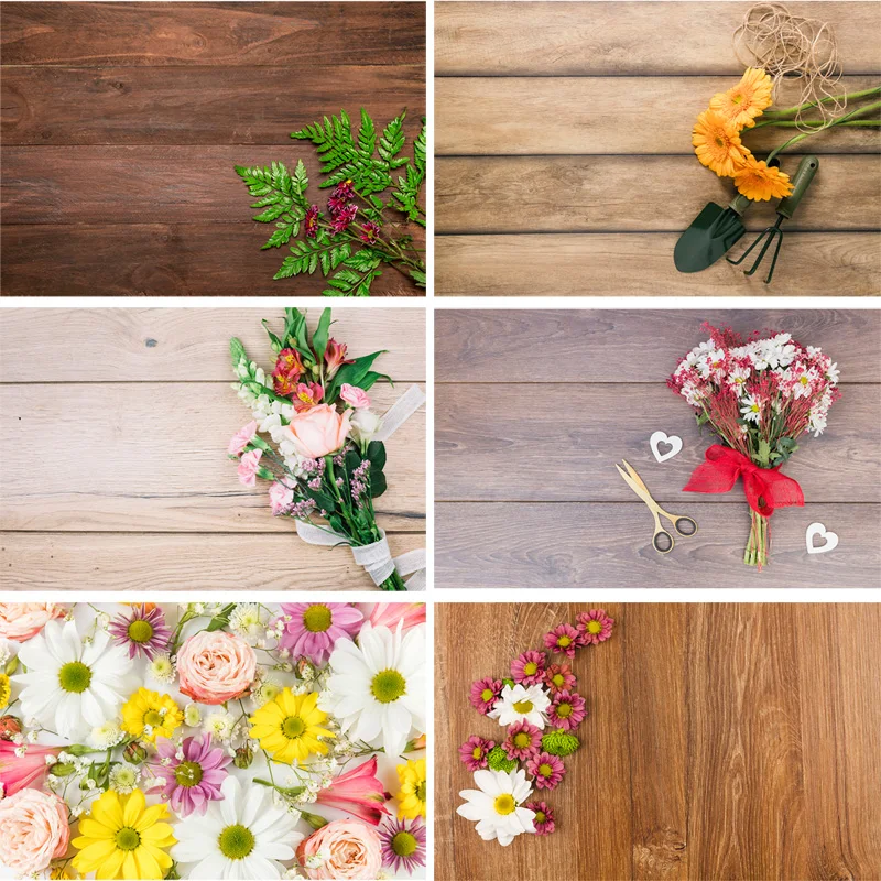 

SHENGYONGBAO Vinyl Custom Photography Backdrops Prop Flower and Wooden Planks Theme Photo Studio Background 191029STR-004
