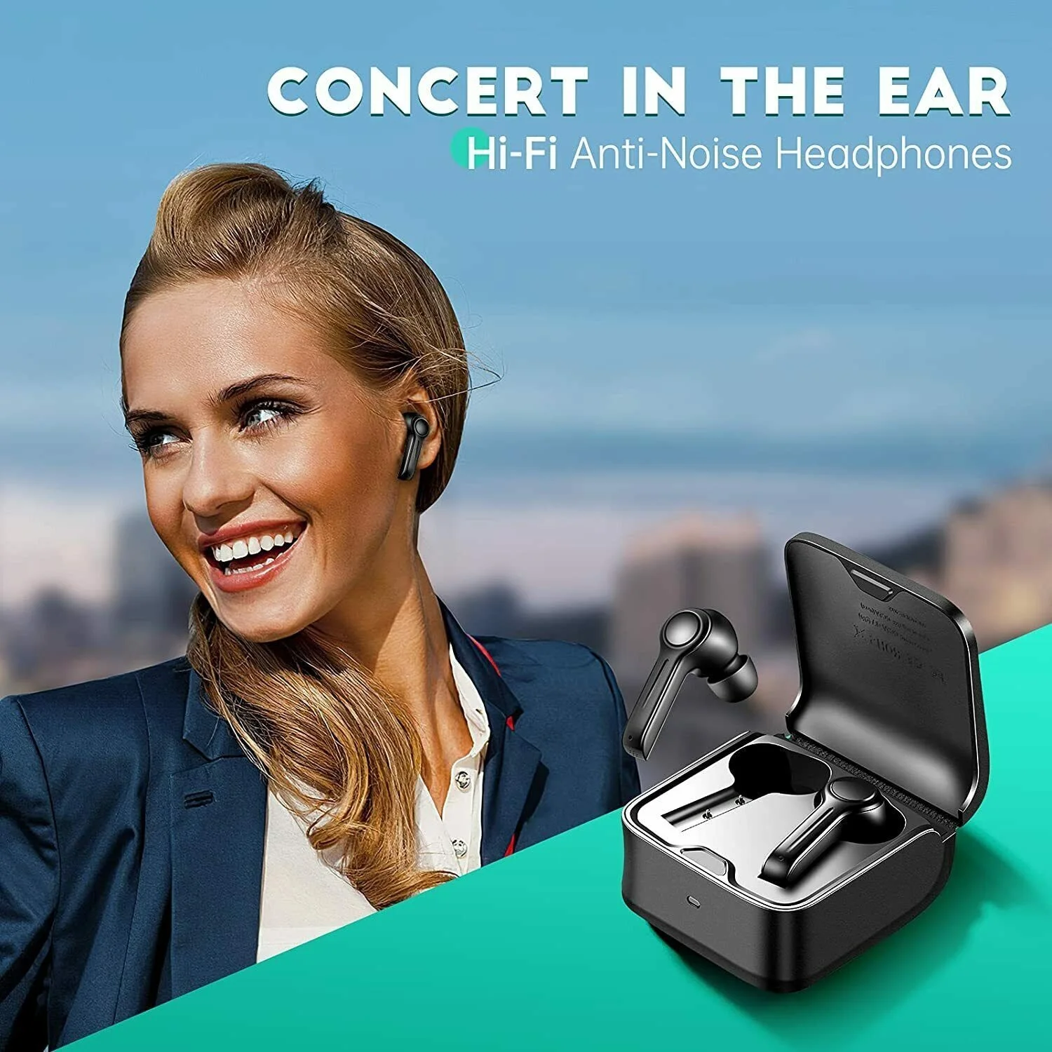 Wireless Earbuds, Bluetooth Headphones In Ear Running Earphones with Noise Cance enlarge