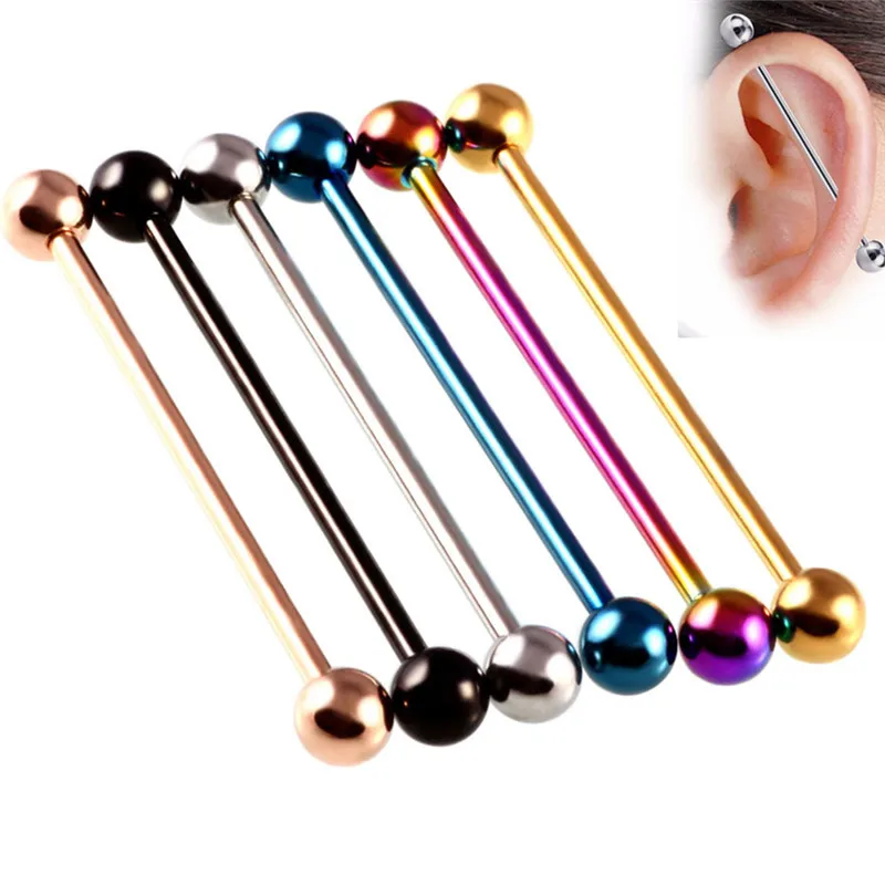 

Ear Expanders Body Jewelry 1 PC 6 Colors 34mm Tongue Piercing Septum Industrial Barbell Flesh Tunnels Ear Plugs