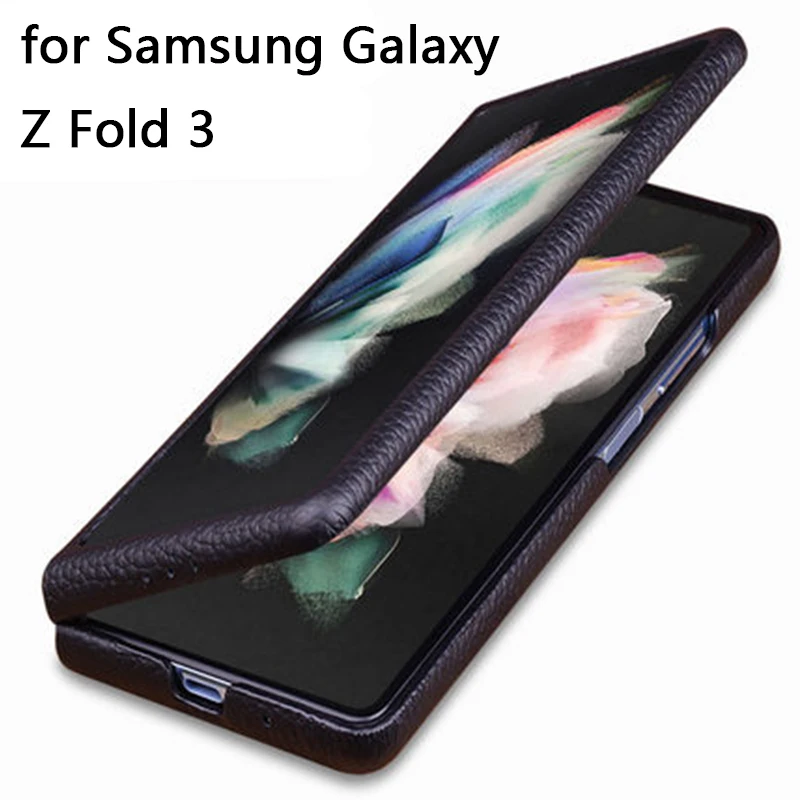 

Luxury Cow Leather Case for Samsung Galaxy Z Fold 3 Full Cover Genuine Leather Phone Cover Bag for Galaxy ZFold 3 Zfold3 skin