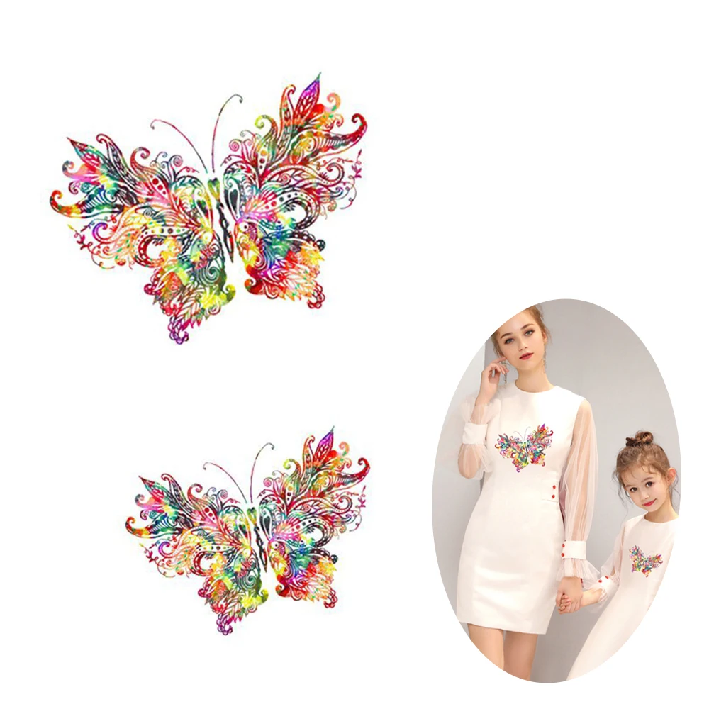 Творческий Единорог бабочки нашивки передачи тепла футболки с рисунком из